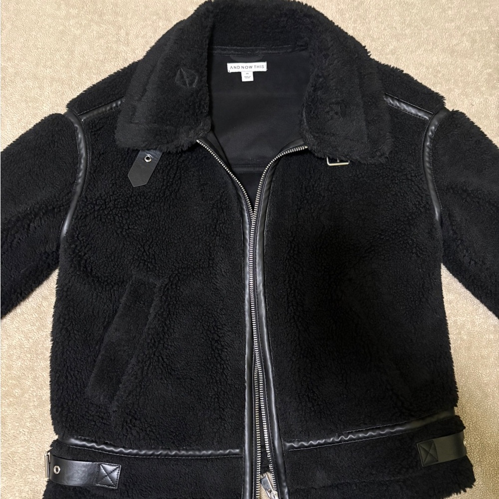 Thick Black Shearling Jacket - image 1